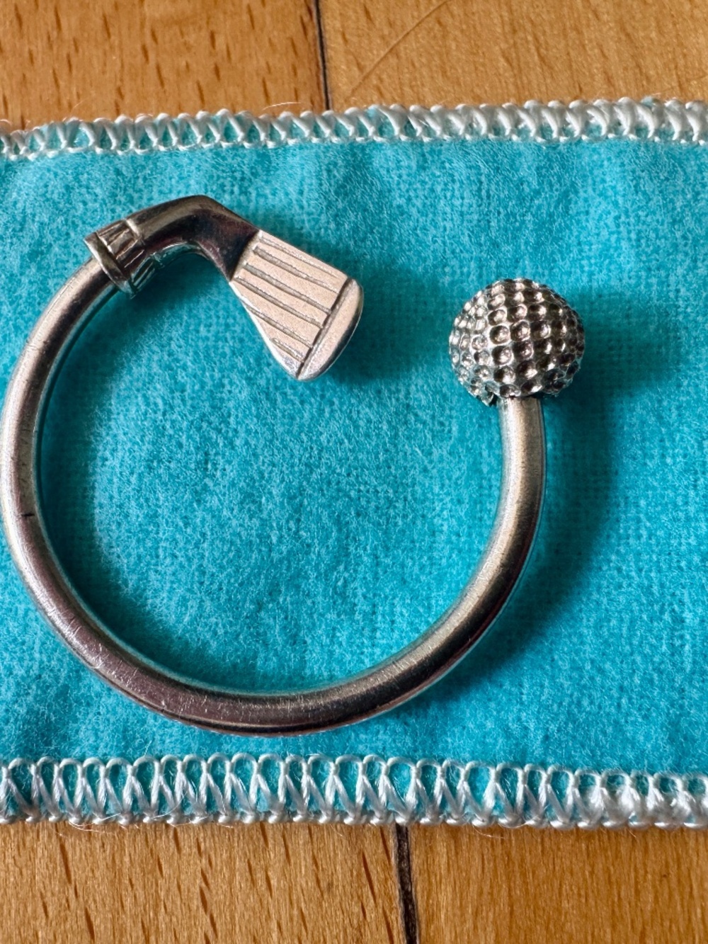 Tiffany & Co. Sterling Silver Golf Key Ring.  Includes Pouch & Box.